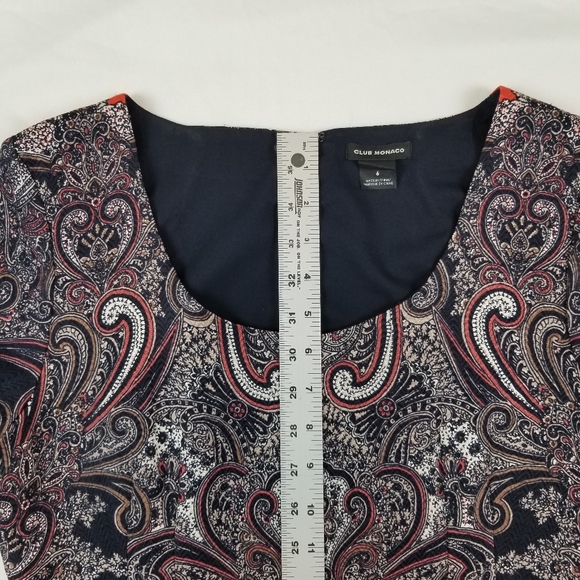 Club Monaco Wool and Silk Mini dress Size 6 Orange Black Like new - Picture 9 of 15